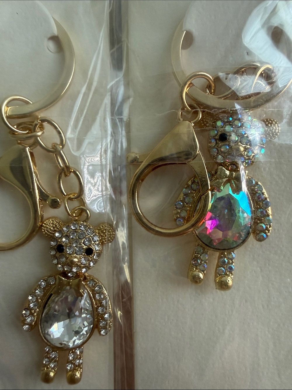 Gold or Silver Crystal Bear Keychain Charm NWT - Picture 3 of 3